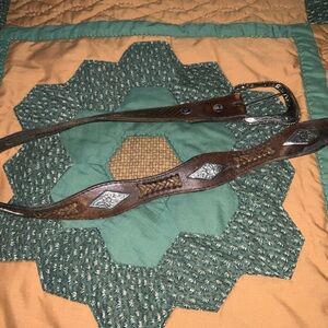 vintage Brown Leather Belt‎ with Silver Accents mexico